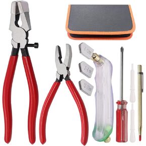 weideer Glass Running Breaking Pliers Glass Breaker Grozer Pliers Class Cutter Kit with Oil Feed Glass Cutter for Stained Glass Fusing Breaking