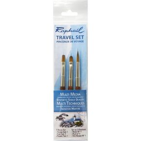 Raphael Precision Travel Brush Set, Round 0, Round 1, Flat 0, Natural in Kuwait