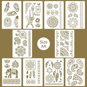 استنسل ندفة الثلج كبير قابل لإعادة الاستخدام - 8 قطع استنسل عيد الميلاد للحرف اليدوية - استنسل ندفة الثلج الصغير للرسم على المجلة، وبطاقات المعايدة، وصندوق الهدايا، والوشم، والنوافذ، وديكور المنزل، وتصميمات فنية جدارية in Kuwait