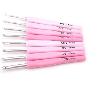9 قطع من خطافات الكروشيه المتدرجة اللون خطاف مجموعة إبر الحياكة مع مقبض ناعم ملون in Kuwait
