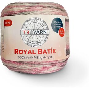 Troyarn Royal Batik (3- حزمة شلات) غزل متدرج بألوان قوس قزح، غزل ناعم للكروشيه والحياكة٪ 100 أكريليك مضاد للوبر 3x140 جرام (3x383 ياردة) (10613)