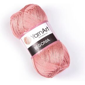 Yarn Art Begonia Yarn 100% Cotton, Pure Premium Soft Cotton Yarn, for Knitting Crochet and Amigurumi, Various Pastel and Shiny Colors Yarn, Baby Yarn, 1.76 Oz (50g) / 185 Yrds (169m) (0003) in Kuwait