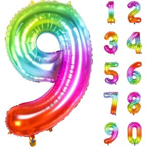 Number Balloon | Number 5 Balloon for 5th Rainbow Birthday Decorations | Giant Multicolor Mylar 5 Balloon Number - 40 Inch | Big Foil Colorful 5 Birthday Balloon for Anniversary Party Supplies Favors in Saudi Arabia