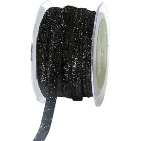 May Arts 3/8-Inch Wide Ribbon, Black Metallic Velvet