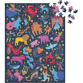 Galison Constellations 101: Stargazing – 500 Piece Book Puzzle with Beautiful Zodiac and Constellation Artwork Packaged in Magnetic Keepsake Book Sized Box