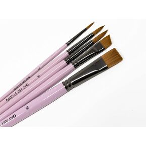 اوت ارت ستوديو مجموعة فرش الوان مائية صناعية فاخرة مكونة من 5 رؤوس مختلطة (مسطحة وزاوية ومستديرة) مجموعة فرش رسم فنية للرسم على الوجه والالوان المائية/الغواش in Kuwait