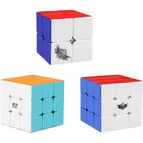 مكعب السرعة 3 حزمة إعصار للأولاد 2x2 وجهان 3x3 مكعب السرعة QiYi 3x3x3 Stickless مكعب سحري حزمة لغز ألعاب للأطفال والكبار من AHYUAN