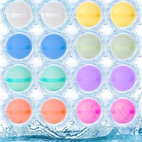 16 Pack Reusable Water Balloons for Kids Adults, Silicone Water Balloons, Quick Fill Self Sealing Water Splash Bombs for Outdoor Activities, Water Bombs for Kids, Water Fight Games in Saudi Arabia