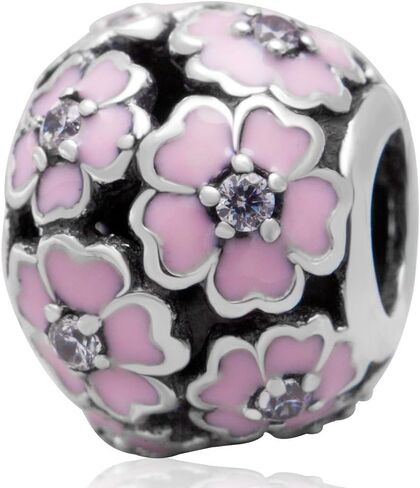 Luckybeads سحر زهرة الكرز 925 خرز زهرة من الفضة الاسترليني مناسب للأساور الساحرة التي تصنعها بنفسك in Kuwait