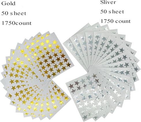Kenkio 3500 Count Star Stickers Gold Silver Self-Adhesive Stickers Stars in Kuwait