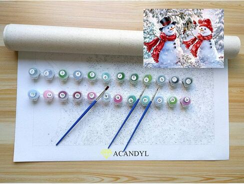 ACANDYL Paint by Number Snowman DIY Painting Paint by Number Kit for Kids Adults Students Beginner DIY Canvas Painting by Numbers Acrylic Oil Painting Arts Craft for Home Decoration Christmas16x20 in in Kuwait