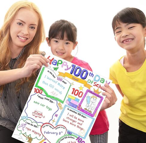 ملصق يوم 100 سعيد من المدرسة 100 يوم ملء ملصقات للأطفال في الفصول الدراسية لوازم المدرسة 28 قطعة in Saudi Arabia