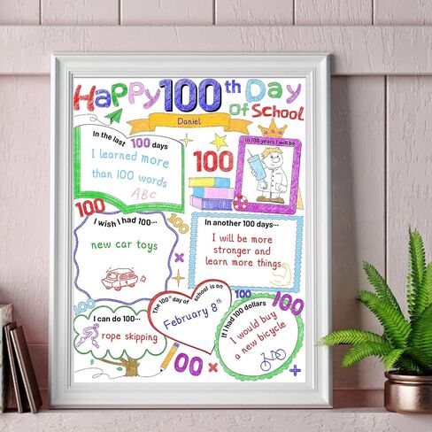 ملصق يوم 100 سعيد من المدرسة 100 يوم ملء ملصقات للأطفال في الفصول الدراسية لوازم المدرسة 28 قطعة in Saudi Arabia