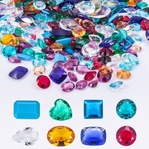 MBFL 120 قطعة من جواهر كنز القراصنة لعبة زجاجية من الأحجار الكريمة، جواهر كنز متعددة الألوان لحفلات القراصنة وديكورات طاولات الحفلات (7 أونصات) in Kuwait