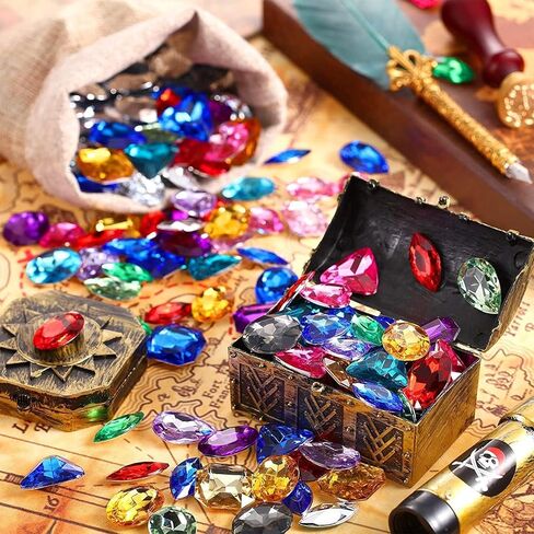 MBFL 120 قطعة من جواهر كنز القراصنة لعبة زجاجية من الأحجار الكريمة، جواهر كنز متعددة الألوان لحفلات القراصنة وديكورات طاولات الحفلات (7 أونصات) in Kuwait