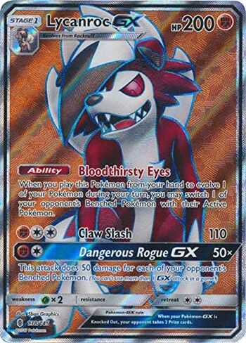 Pokemon Sun & Moon Guardians Rising Ultra Rare Holo Full Art Lycanroc-GX #138 in Kuwait