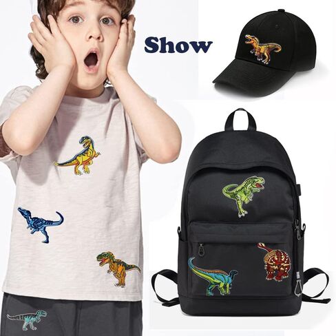 Solasocool Iron on Patches-26Pcs Cool Dinosaur&Car Embroidered Sew On/Iron On Patch Applique for Clothing,Jackets,Backpacks,Jeans,Hats in Kuwait