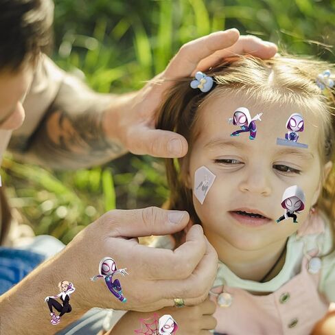 لوازم حفلات أعياد الميلاد من سبايدر جيرل هيرو، 34 قطعة من هدايا حفلات الوشم المؤقت، آمنة على البشرة وقابلة للإزالة، ملصقات وشم زائفة لهدايا حفلات أعياد الميلاد ذات طابع سبايدر هيرو تضيف بعض السحر لمظهرك in Kuwait