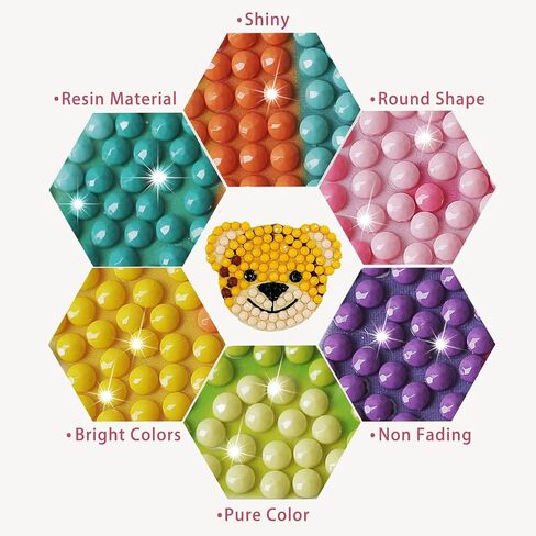 sinceroduct 64PCS 5D DIY Diamond Painting Stickers Kits for Kids and Adult Beginners - Shaped Paint Marked with Diamonds by Numbers, Diamond Art for Kids Art and Crafts, Kids Gift in Kuwait