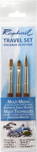 Raphael Precision Travel Brush Set, Round 0, Round 1, Flat 0, Natural in Kuwait