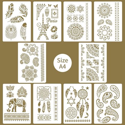 استنسل ندفة الثلج كبير قابل لإعادة الاستخدام - 8 قطع استنسل عيد الميلاد للحرف اليدوية - استنسل ندفة الثلج الصغير للرسم على المجلة، وبطاقات المعايدة، وصندوق الهدايا، والوشم، والنوافذ، وديكور المنزل، وتصميمات فنية جدارية in Kuwait