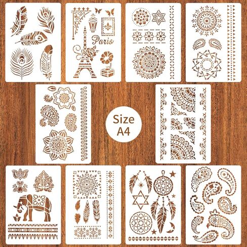 استنسل ندفة الثلج كبير قابل لإعادة الاستخدام - 8 قطع استنسل عيد الميلاد للحرف اليدوية - استنسل ندفة الثلج الصغير للرسم على المجلة، وبطاقات المعايدة، وصندوق الهدايا، والوشم، والنوافذ، وديكور المنزل، وتصميمات فنية جدارية in Kuwait