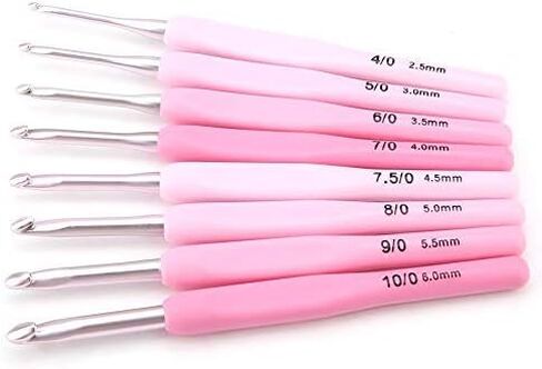 9 قطع من خطافات الكروشيه المتدرجة اللون خطاف مجموعة إبر الحياكة مع مقبض ناعم ملون in Kuwait