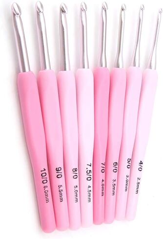 9 قطع من خطافات الكروشيه المتدرجة اللون خطاف مجموعة إبر الحياكة مع مقبض ناعم ملون in Kuwait