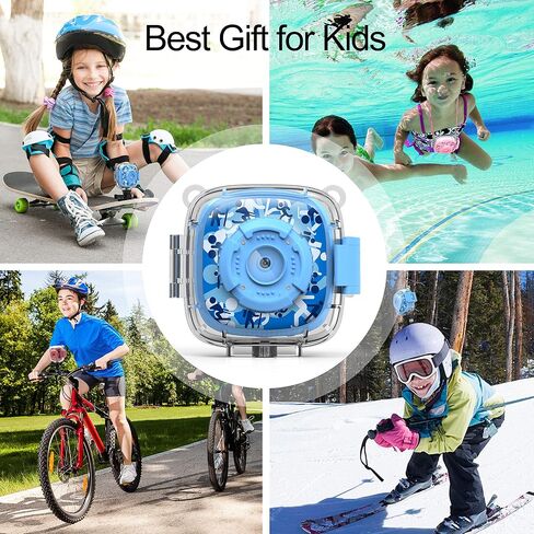 Kids Action Camera Waterproof Video Digital Children Cam 1080P HD Sports Camera Camcorder for Boys Girls, Build-in 4Games, 32GB SD Card (Pink) in Kuwait