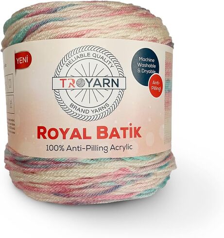 Troyarn Royal Batik (3- حزمة شلات) غزل متدرج بألوان قوس قزح، غزل ناعم للكروشيه والحياكة٪ 100 أكريليك مضاد للوبر 3x140 جرام (3x383 ياردة) (10613) in Saudi Arabia