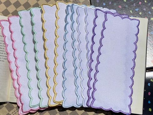 12 قطعة من علامات مرجعية مطرزة ملونة للحياكة المتقاطعة للحرف اليدوية، علامات كتاب من قماش ايدا بحواف متقاطعة فارغة للغرز المتقاطعة in Kuwait