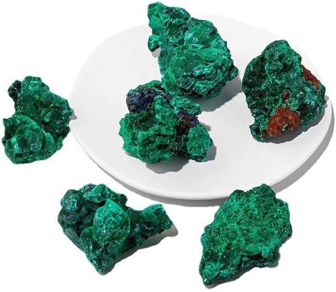 MuYu Art أحجار الملاكيت الخضراء الخام الطبيعية الكبيرة صخور الملكيت الخام كريستال كوارتز ديكور المنزل 0.45 رطل (200 جم) in Kuwait