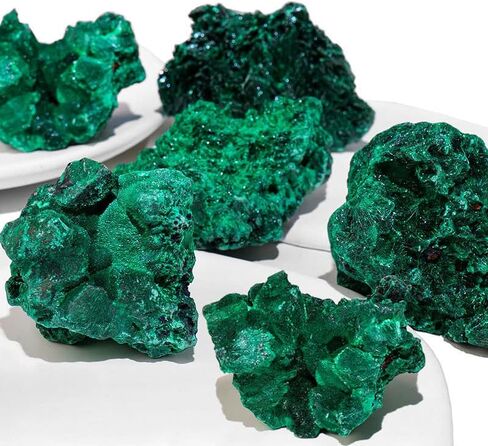 MuYu Art أحجار الملاكيت الخضراء الخام الطبيعية الكبيرة صخور الملكيت الخام كريستال كوارتز ديكور المنزل 0.45 رطل (200 جم) in Kuwait