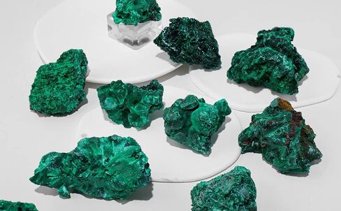 MuYu Art أحجار الملاكيت الخضراء الخام الطبيعية الكبيرة صخور الملكيت الخام كريستال كوارتز ديكور المنزل 0.45 رطل (200 جم) in Kuwait