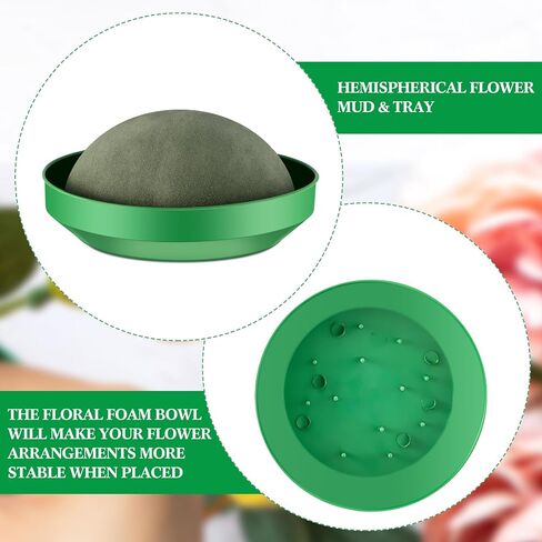 Frienda 8 Pcs Floral Dry Foam Half Ball with Bowl Floral Foam Blocks Floral Foam Rounds in Bowls Flower Craft Foam Balls for Artificial Flower Arrangement Birthday Wedding Party, 5.51 x 2.76 Inch in Saudi Arabia