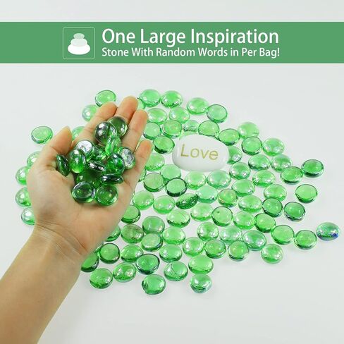 Lechloris Flat Glass Marbles(2LB) - Glass Beads for Vase - Flat Glass Marbles - Glass Gems for Fish Tank,Home Decor - Fire Glass Beads for Fire Pit Green in Kuwait