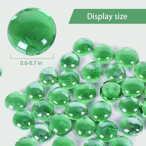 Lechloris Flat Glass Marbles(2LB) - Glass Beads for Vase - Flat Glass Marbles - Glass Gems for Fish Tank,Home Decor - Fire Glass Beads for Fire Pit Green in Kuwait