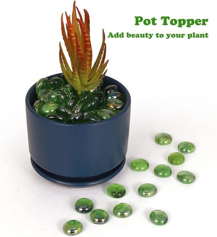 Lechloris Flat Glass Marbles(2LB) - Glass Beads for Vase - Flat Glass Marbles - Glass Gems for Fish Tank,Home Decor - Fire Glass Beads for Fire Pit Green in Kuwait