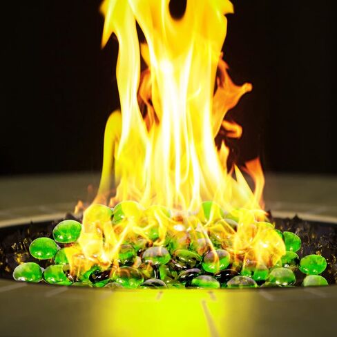 Lechloris Flat Glass Marbles(2LB) - Glass Beads for Vase - Flat Glass Marbles - Glass Gems for Fish Tank,Home Decor - Fire Glass Beads for Fire Pit Green in Kuwait