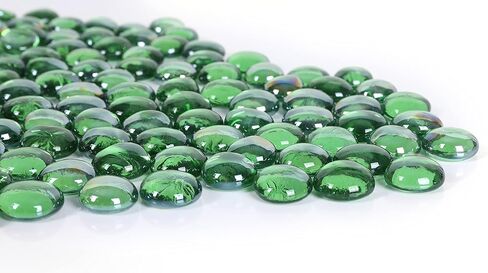 Lechloris Flat Glass Marbles(2LB) - Glass Beads for Vase - Flat Glass Marbles - Glass Gems for Fish Tank,Home Decor - Fire Glass Beads for Fire Pit Green in Kuwait