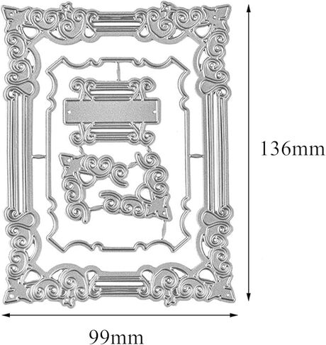 Lace Flower Frame Metal Die Cuts, Wedding Lace Edge Hole Rectangular Frame Cutting Dies Cut Stencils for DIY Scrapbooking Album Decorative Embossing Paper Dies Card Making in Kuwait