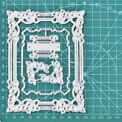 Lace Flower Frame Metal Die Cuts, Wedding Lace Edge Hole Rectangular Frame Cutting Dies Cut Stencils for DIY Scrapbooking Album Decorative Embossing Paper Dies Card Making in Kuwait