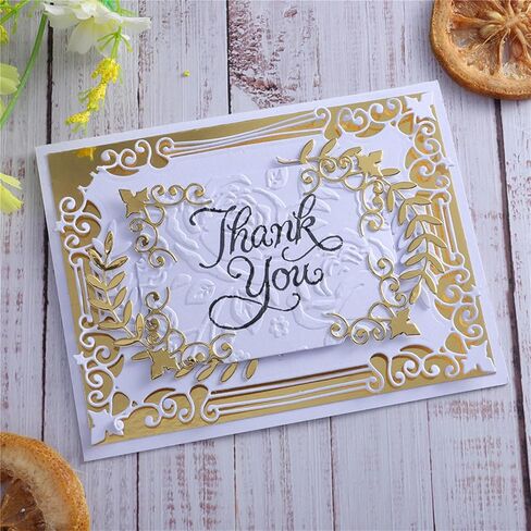 Lace Flower Frame Metal Die Cuts, Wedding Lace Edge Hole Rectangular Frame Cutting Dies Cut Stencils for DIY Scrapbooking Album Decorative Embossing Paper Dies Card Making in Kuwait