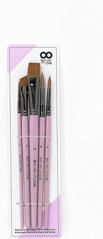 OAT ART STUDIO Watercolor Brush Set Premium Synthetic Sable 5 Mixed Tips (Flat, Angle and Round) Art Paintbrushes Set for Watercolor/Gouache/Face Painting in Kuwait