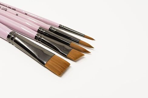OAT ART STUDIO Watercolor Brush Set Premium Synthetic Sable 5 Mixed Tips (Flat, Angle and Round) Art Paintbrushes Set for Watercolor/Gouache/Face Painting in Kuwait