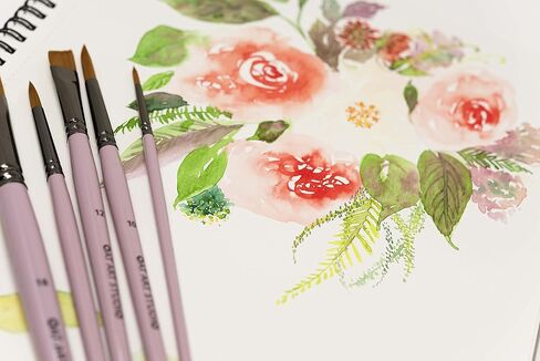 OAT ART STUDIO Watercolor Brush Set Premium Synthetic Sable 5 Mixed Tips (Flat, Angle and Round) Art Paintbrushes Set for Watercolor/Gouache/Face Painting in Kuwait