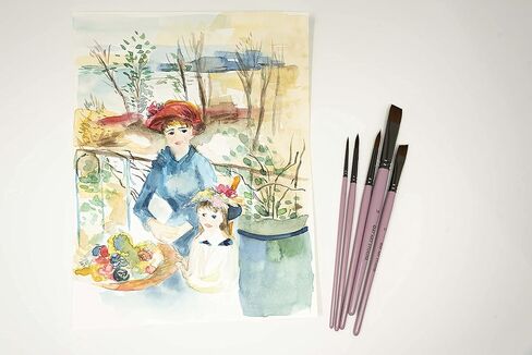 OAT ART STUDIO Watercolor Brush Set Premium Synthetic Sable 5 Mixed Tips (Flat, Angle and Round) Art Paintbrushes Set for Watercolor/Gouache/Face Painting in Kuwait