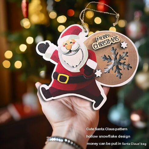 حاملات أموال خشبية لهدايا عيد الميلاد 2023 حامل أموال عيد الميلاد حديثًا للهدايا النقدية بطاقات نقود خشبية مصنوعة يدويًا لعيد الميلاد حامل أموال فريد للهدايا النقدية in Kuwait