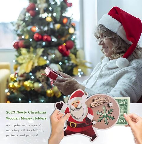 حاملات أموال خشبية لهدايا عيد الميلاد 2023 حامل أموال عيد الميلاد حديثًا للهدايا النقدية بطاقات نقود خشبية مصنوعة يدويًا لعيد الميلاد حامل أموال فريد للهدايا النقدية in Kuwait