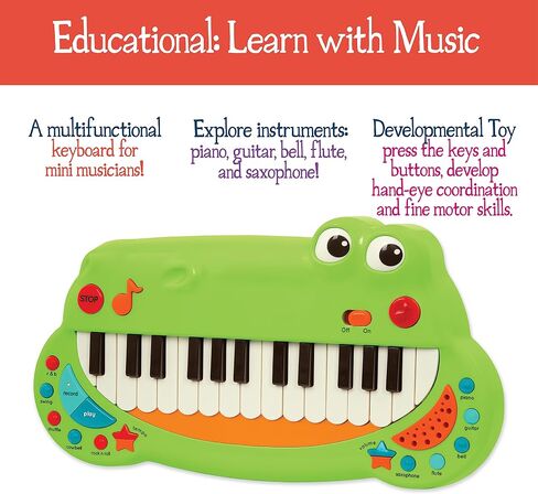 Battat- Toddler Piano Toy – Musical Instrument For Kids, Children – Animal Keyboard Piano With 5 Instrument Settings-Crocodile Piano – 2 Years + in Saudi Arabia